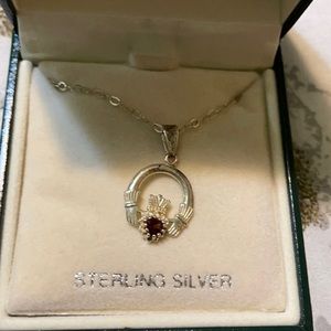 Irish silver garnet necklace